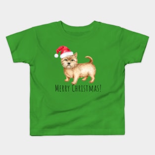 Cute Norwich terrier , Christmas dog Kids T-Shirt